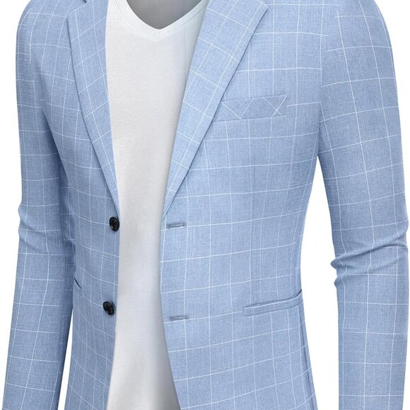 Men's Blazer Casual Two Buttons Sport Coats Lightweight Suit Jacket